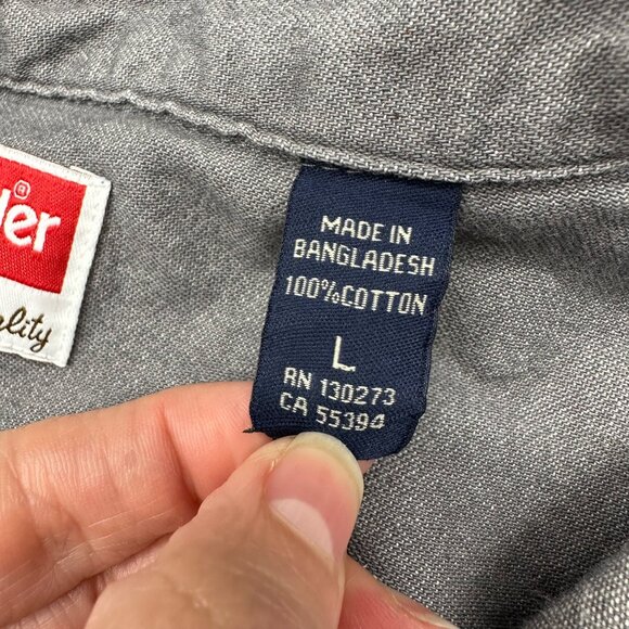 Wrangler Long Sleeve Shirt Mens Large Cotton Casual Button Up Gray Pockets - Picture 5 of 7